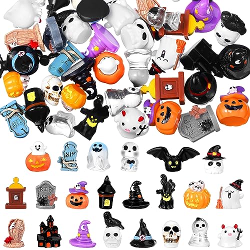 Soaoo 44 Pcs Mini Resin Figures Set Miniatures Figures Tiny Decor for Garden Fairy Accessories for Bonsai Terrarium Party Decoration(Ghost)