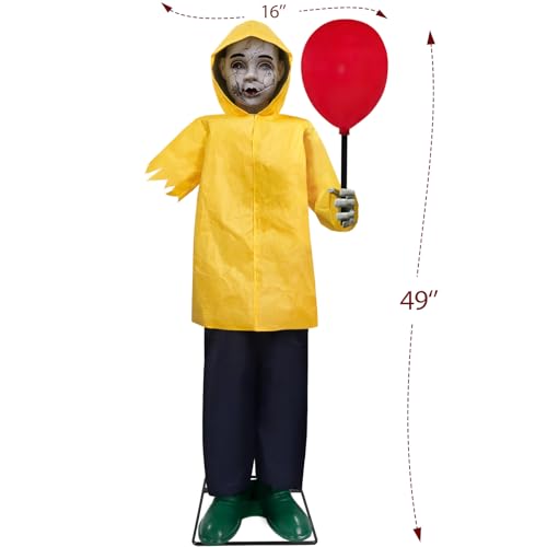 4 Ft Scary Animatronic Prop with Glowing Balloon