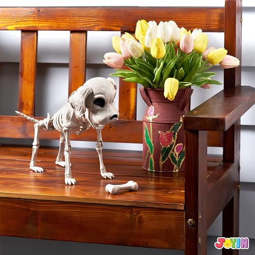 JOYIN Posable Halloween Dog Skeleton Full Body Posable Joints Skeleton Puppy for Halloween Decoration, Graveyard Party Deco (9.8” X 4.7” X 12.6”)