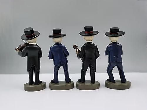 JORAE Skeletons Statue Mariachi Band Skull Halloween Figurines Home Decorative Set of 4 Day of The Dead Collectible Folk Musician Players, 5.5In