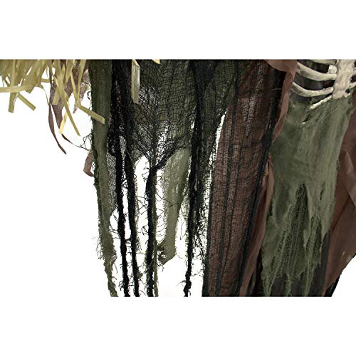 Haunted Hill Farm Life-Size Poseable Pumpkin Scarecrow, Halloween Animatronic with Touch Activated Lights and Sound, Scary Fright Props, Battery Operated Indoor or Covered Outdoor Halloween Decoration