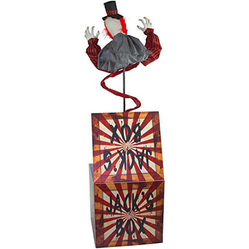 Haunted Hill Farm Life-Size Talking Clown Jack in The Box, Halloween Animatronic with Motion and Touch Activated Lights and Sounds, Battery Operated Indoor or Covered Outdoor Halloween Decorations