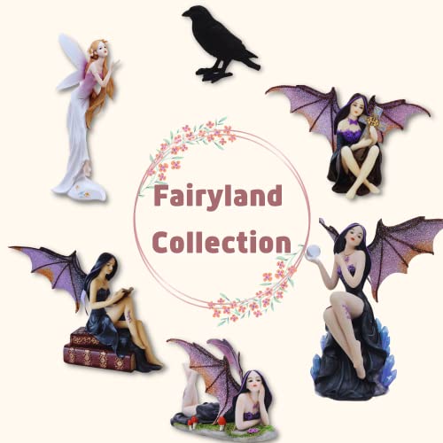 Comfy Hour Fairyland Collection 6” Dark Fairy Witch Holding and Sits on a Pumpkin, Polyresin Figurine, Halloween Theme Gift, Home Decoration and Collectibles