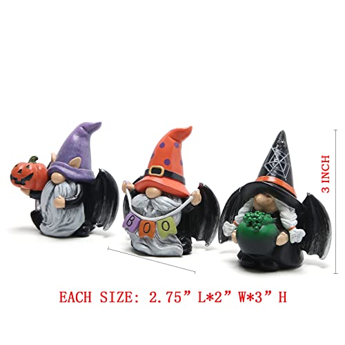 Hodao 3pcs Halloween Gnomes Decorations Handmade Scandinavian Gnomes Figurines with Black Wing Boo Halloween Gnomes Figurines Decor Halloween Pumpkin Office Table Decorations Gifts