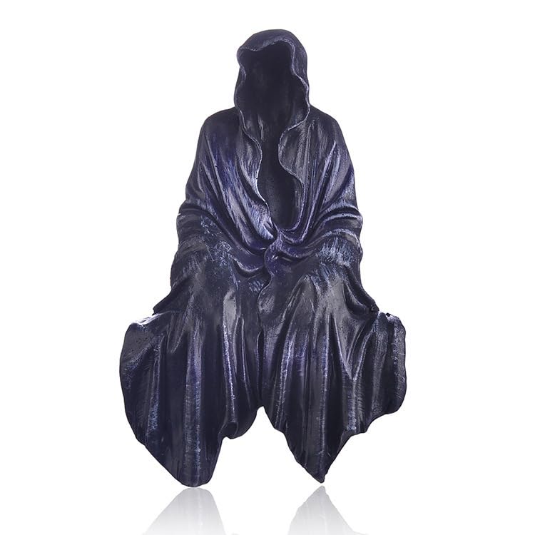 Grim Reaper Statue, Resin Gothic Throne Suriel Statue, Goth Acotar Bookshelf Decor Figurine Fantasy, Small Black Ghost Shelves Figure for Halloween Home Garden Sculpture Horror Decoration