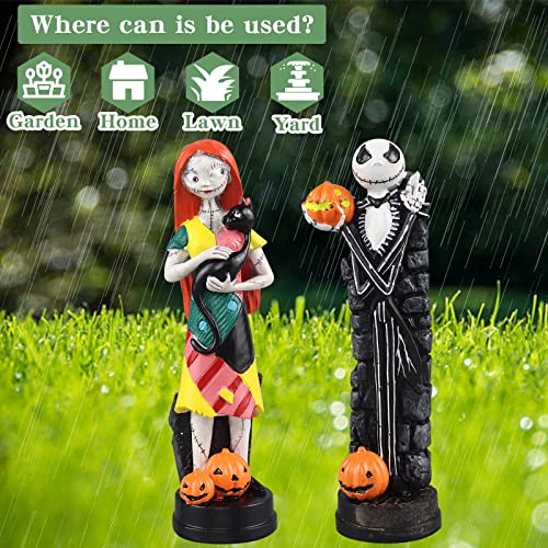 nezababy A Nightmare Before Christmas Figurines Jack Skellington Sally with Pumpkin Statues Sets Halloween Decoration Collection Gifts (2PCS)