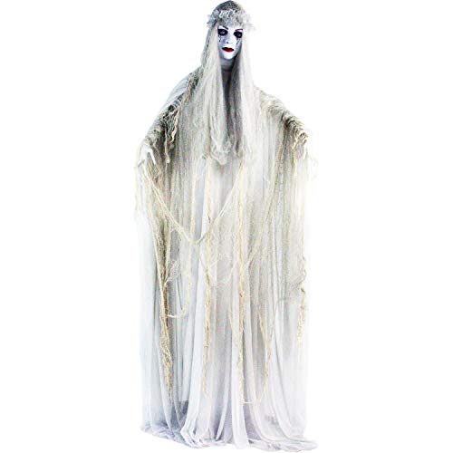Haunted Hill Farm Life-Size Scary Ghost Bride, Halloween Animatronic with Touch Activated Lights and Sound, Battery Operated Indoor or Covered Outdoor Halloween Decorations, Creepy Halloween Prop