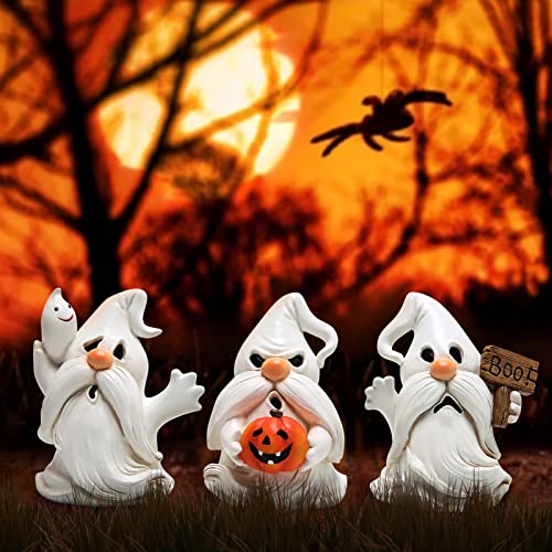 Hodao 3pcs Halloween Gnomes Decorations Indoor on The Desktop Party Supplies Figurines