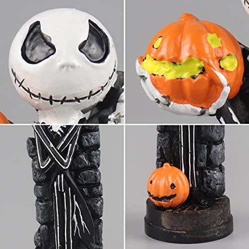 nezababy A Nightmare Before Christmas Figurines Jack Skellington Sally with Pumpkin Statues Sets Halloween Decoration Collection Gifts (2PCS)