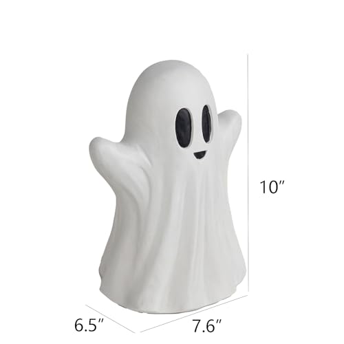 Roccadecor Halloween Ghost Figurines Decor, White Ghost Statue for Porch Decorations 10"