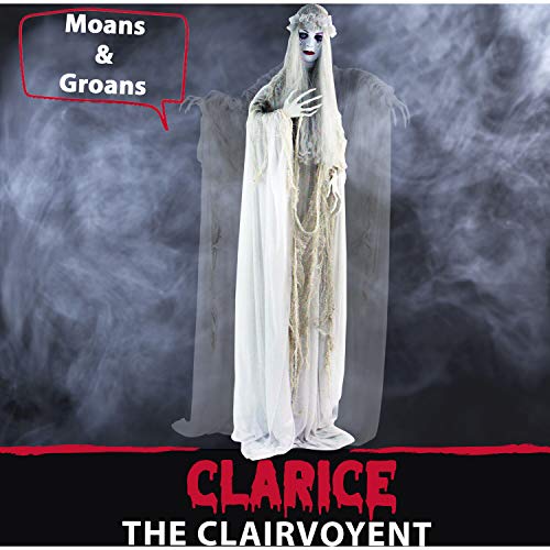 Haunted Hill Farm Life-Size Scary Ghost Bride, Halloween Animatronic with Touch Activated Lights and Sound, Battery Operated Indoor or Covered Outdoor Halloween Decorations, Creepy Halloween Prop