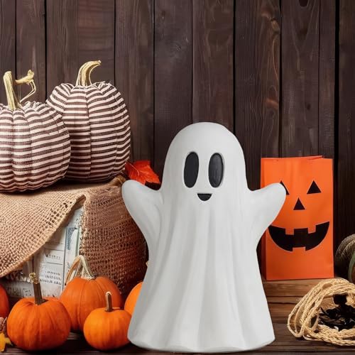 Roccadecor Halloween Ghost Figurines Decor, White Ghost Statue for Porch Decorations 10"