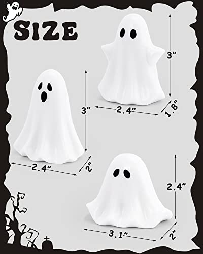 Tuitessine Ceramic Ghosts Small Scary Ghost Figurines Halloween Ghost Sculpture Statue Farmhouse Tiered Tray Decor Spooky Home Decorations Coffee Table Centerpieces Shelf Mantel Display Collections