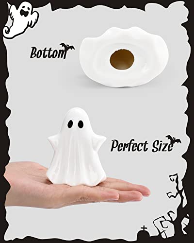 Tuitessine Ceramic Ghosts Small Scary Ghost Figurines Halloween Ghost Sculpture Statue Farmhouse Tiered Tray Decor Spooky Home Decorations Coffee Table Centerpieces Shelf Mantel Display Collections
