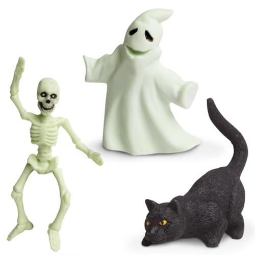 Safari Ltd. Glow-in-the-Dark Halloween Toob - Mini Figures: Bat, Cat, Skeleton, Ghost, Witch, Cauldron, Spider, Pumpkin - Educational Toy Figures For Boys, Girls & Kids Ages 3+