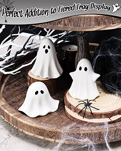 Tuitessine Ceramic Ghosts Small Scary Ghost Figurines Halloween Ghost Sculpture Statue Farmhouse Tiered Tray Decor Spooky Home Decorations Coffee Table Centerpieces Shelf Mantel Display Collections