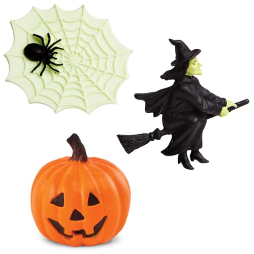 Safari Ltd. Glow-in-the-Dark Halloween Toob - Mini Figures: Bat, Cat, Skeleton, Ghost, Witch, Cauldron, Spider, Pumpkin - Educational Toy Figures For Boys, Girls & Kids Ages 3+