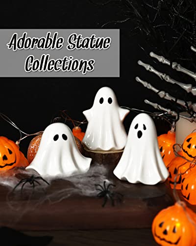 Tuitessine Ceramic Ghosts Small Scary Ghost Figurines Halloween Ghost Sculpture Statue Farmhouse Tiered Tray Decor Spooky Home Decorations Coffee Table Centerpieces Shelf Mantel Display Collections