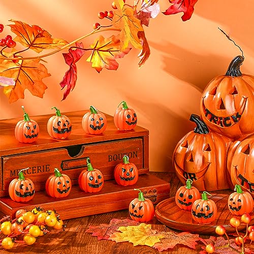 12 Pcs Ghost Face Pumpkin Tea Light Candles