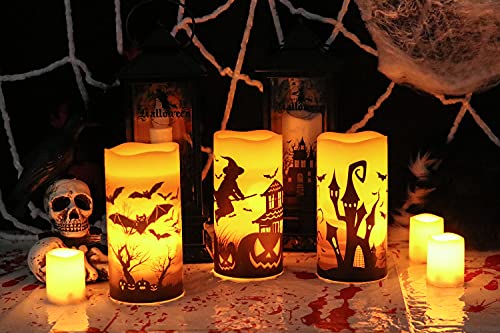 Spooky Flameless LED Candles with Halloween Décor