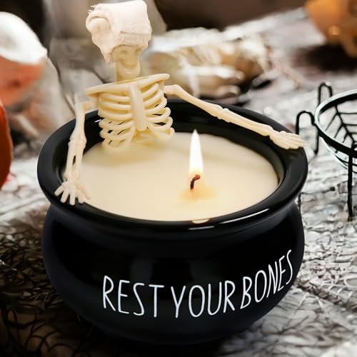 Gothic Cherry Skeleton Candle for Halloween Decor