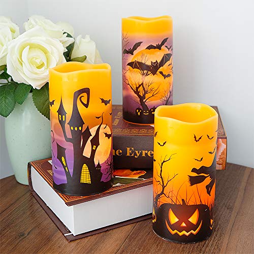 Spooky Flameless LED Candles with Halloween Décor