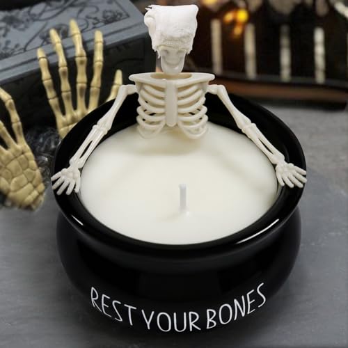 Gothic Cherry Skeleton Candle for Halloween Decor