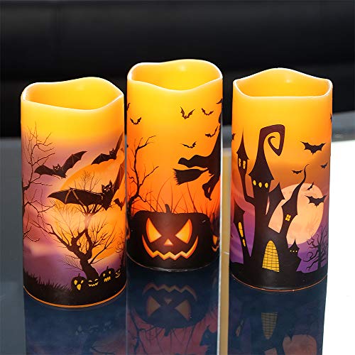 Spooky Flameless LED Candles with Halloween Décor