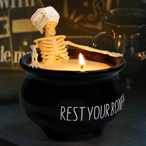 Gothic Cherry Skeleton Candle for Halloween Decor