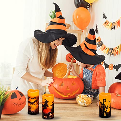 Halloween Flameless Flickering Candles with Timer – 3 Pack