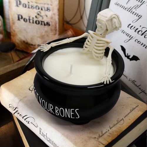Gothic Cherry Skeleton Candle for Halloween Decor