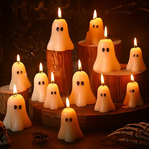 12-Pcs Spooky Ghost Shaped Halloween Candles