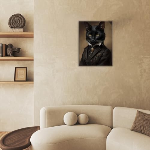 Spooky Gentleman Black Cat Framed Wall Art