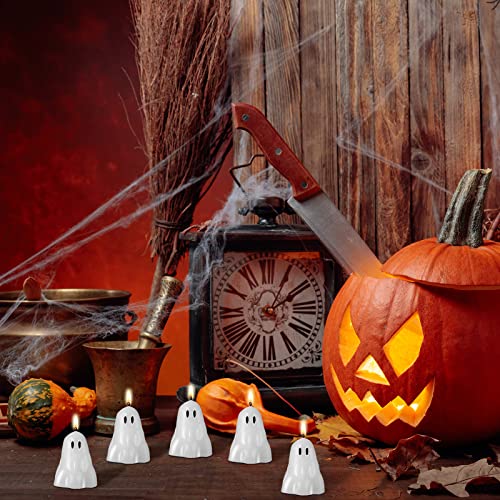 10 Ghost Candles for Halloween Party Decor