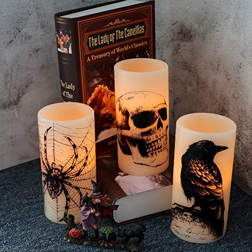 Spooky LED Halloween Flickering Candles Set of 3