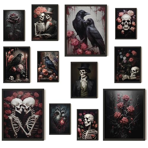 Gothic Wall Art - Dark Raven Skull Decor