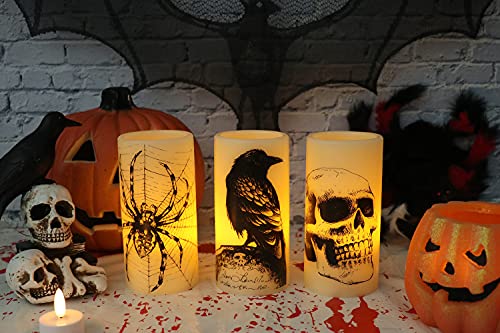 Spooky LED Halloween Flickering Candles Set of 3