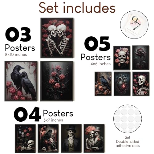 Gothic Wall Art - Dark Raven Skull Decor