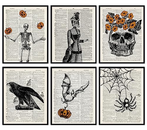 Vintage Skeleton Wall Art Prints - Halloween Decor