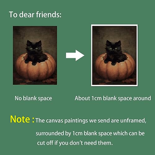 Vintage Halloween Wall Art Set: Black Cat & Ghost