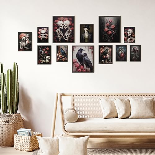 Gothic Wall Art - Dark Raven Skull Decor