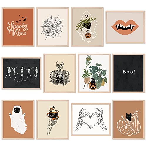 12 Pack Halloween Wall Art Prints – Boho Decor