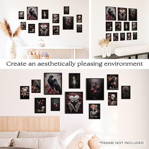 Gothic Wall Art - Dark Raven Skull Decor