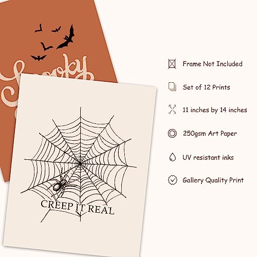 12 Pack Halloween Wall Art Prints – Boho Decor
