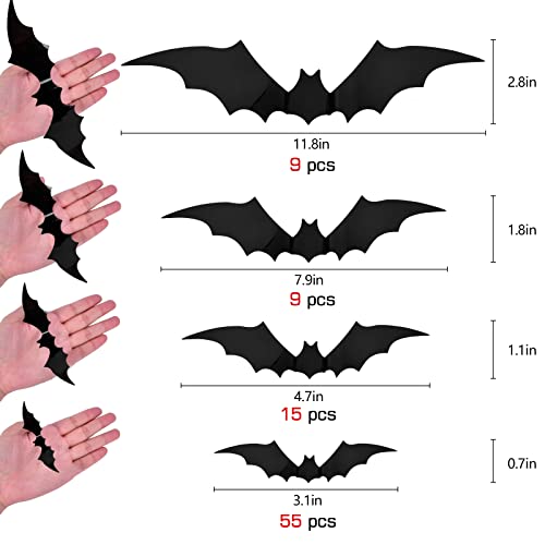88 Pcs 3D Scary Bat Wall Decorations