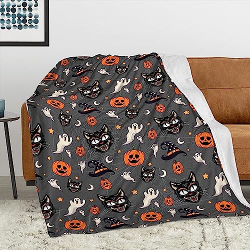 Cozy Pumpkin Fleece Throw Blanket for Halloween