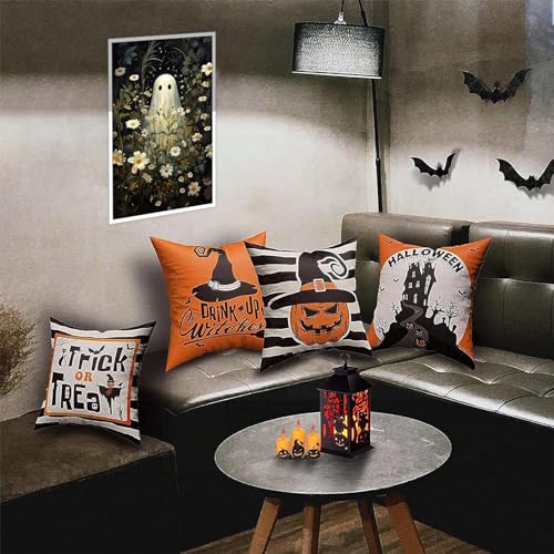 Floral Ghost Halloween Canvas Wall Art Print