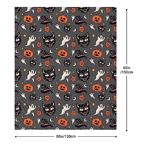 Cozy Pumpkin Fleece Throw Blanket for Halloween