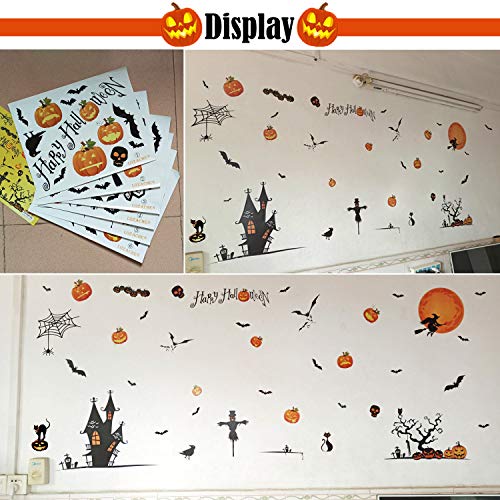 Spooky Halloween Wall Stickers: Witch, Bats & Pumpkin