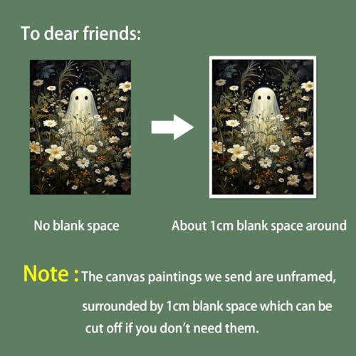 Floral Ghost Halloween Canvas Wall Art Print